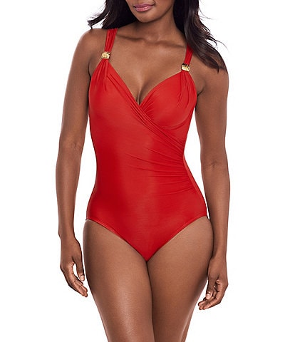 Miraclesuit Razzle Dazzle Siren Underwire Shaping V-Neck One Piece Swimsuit