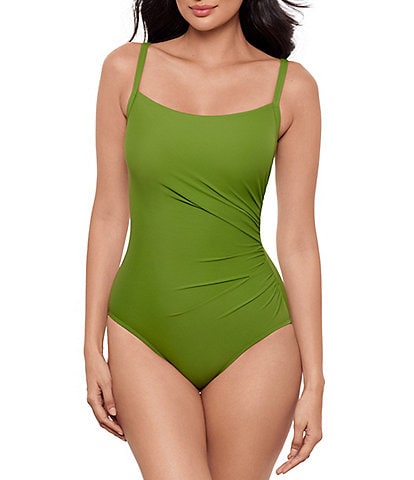 Miraclesuit Rock Solid Starr Square Neck Underwire One Piece Swimsuit