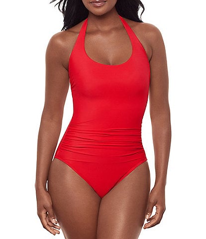 Miraclesuit Rock Solid Utopia Halter Tie Neck Underwire One Piece Swimsuit