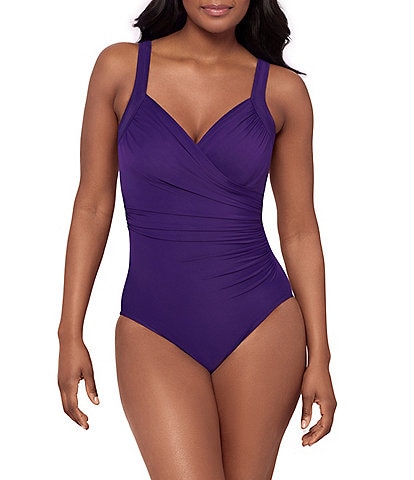 Miraclesuit Sanibel Surplice V-Neck Underwire Shirred One Piece Swimsuit