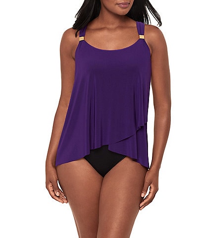 Miraclesuit Solid Dazzle Hardware Underwire Tankini Swim Top & Solid High Rise Bikini Swim Bottom