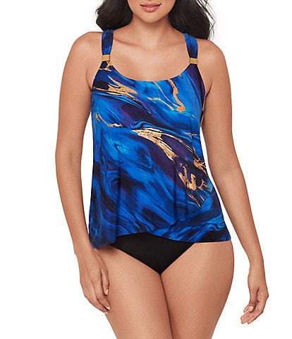Miraclesuit Stella Nova Dazzle Underwire Scoop Neck Tankini Swim Top & Solid High Rise Bikini Swim Bottom