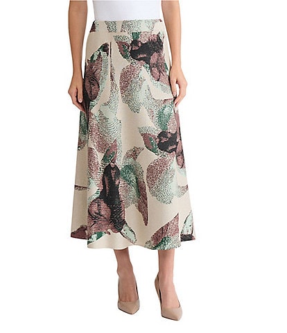 MISOOK Coordinating Abstract Jacquard Soft Knit A-Line Midi Skirt