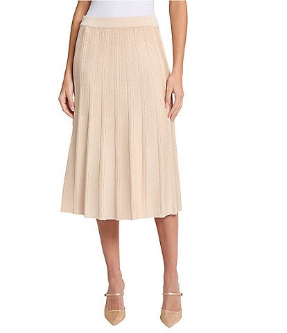 MISOOK Braided Texture Knit Pull-On Flare Midi Skirt