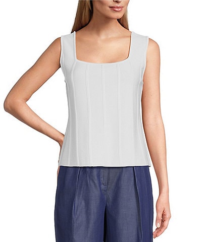 MISOOK Classic Ribbed Knit Square Neck Sleeveless Tank Top
