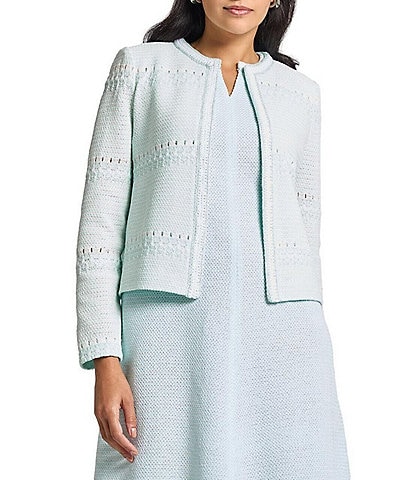 MISOOK Crochet Knit Crew Neck Long Sleeve Jacket