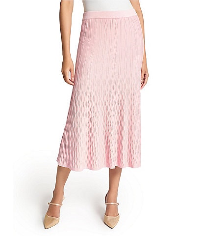 MISOOK Geometric Knit Flare Midi Skirt