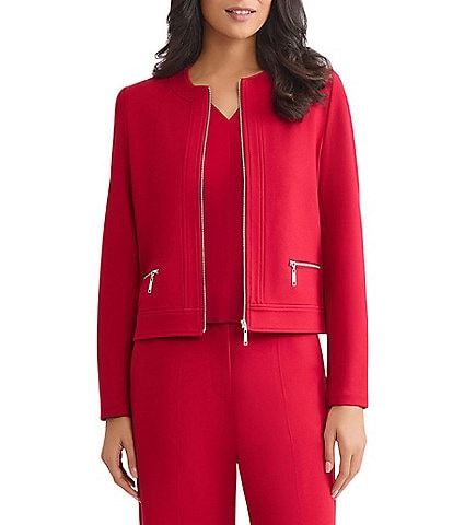 MISOOK Heritage Luxe Stretch Ponte Round Neck Long Sleeve Sport Jacket
