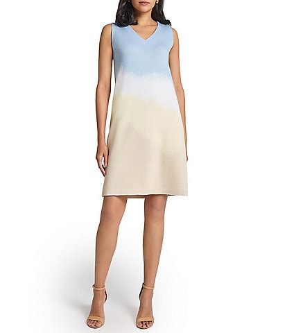 MISOOK Landscape Knit V-Neck Sleeveless Dress