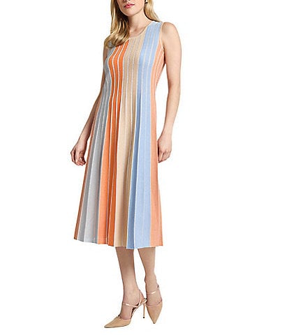 MISOOK Lurex Knit Stripe Scoop Neck Sleeveless Maxi Dress