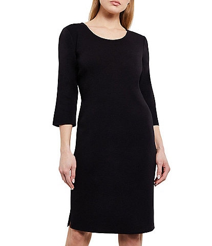 MISOOK Mylana Knit Scoop Neck 3/4 Sleeve Sheath Dress