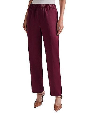 MISOOK No-Roll Waist Straight Leg Pull-On Ankle Pants