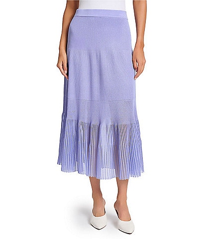 MISOOK Pleated Sheer Hem Tiered Knit Maxi Skirt