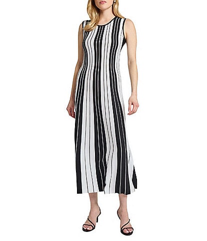 MISOOK Stripe Knit Scoop Neck Sleeveless Dress