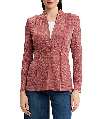 MISOOK Tailored Melange Knit Long Sleeve One Button-Front Jacket