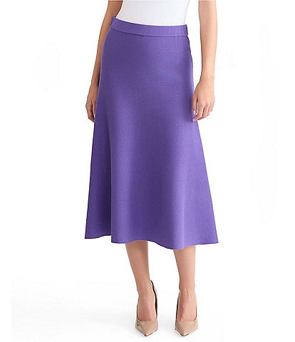 MISOOK Tonal Knit Elastic Waist A-Line Midi Skirt