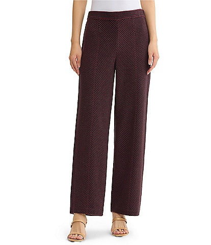 MISOOK Wrinkle-Resistant Chevron Straight Leg Pull-On Knit Pants