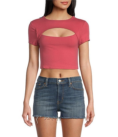 Miss Chievous Short Sleeve Cut Out Fashion Top