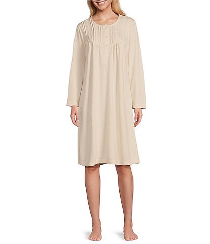 Miss Elaine Brushed Solid Honeycomb Knit Short Nightgown