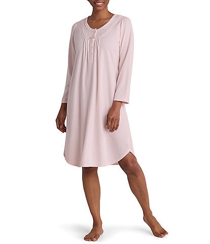 Miss Elaine Brushed Solid Honeycomb Knit Short Nightgown