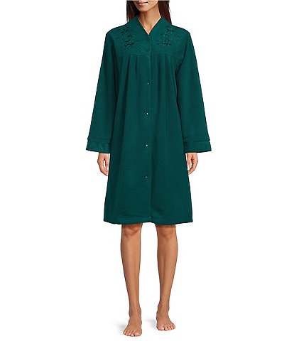 Miss Elaine Micro Fleece Short Solid Snap Robe