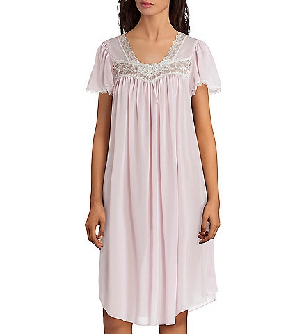 Miss Elaine Silk Essence Solid Short Nightgown