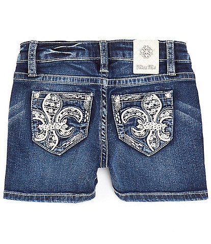 Miss Me Big Girls 7-16 Fleur-de-lis Embroidered Pocket Denim Shorts