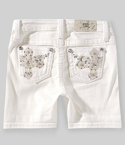 Miss Me Big Girls 7-16 Mid Rise Embellished-Cross Pocketed Denim Shorts