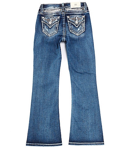 Miss Me Big Girls 7-16 Rhinestone-Embellished Winged-Accented-Yoke Five-Pocket Jeans