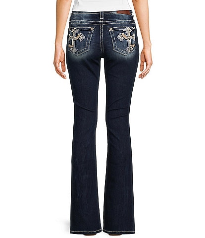 Miss Me Mid Rise Embroidered Cross Pocket Bootcut Jeans