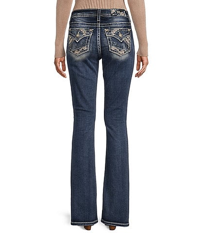 Miss Me Zig Zag Embellished Flap Pocket Design Bootcut Jeans