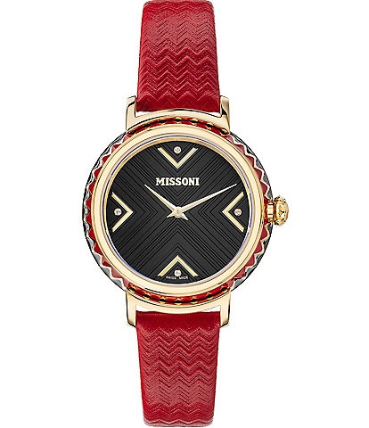 Missoni Chevron Joyful Textured Leather Watch