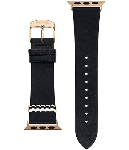 Missoni Unisex Black Leather 38/40/41mm Strap for Apple Watch