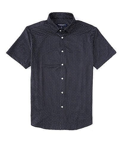 Mizzen+Main Halyard No-Tuck Dot Print Performance Stretch Short-Sleeve Woven Shirt