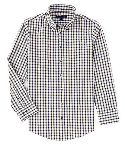 Mizzen+Main Leeward No-Tuck Khaki Plaid Performance Stretch Long-Sleeves Woven Shirt
