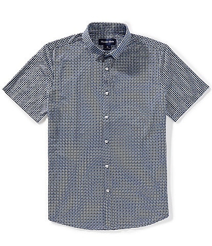 Mizzen+Main Performance Stretch Halyard Textured Print Short Sleeve Woven Shirt