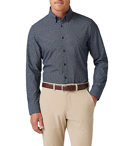 Mizzen+Main Performance Stretch Leeward Diamond Print Long Sleeve Woven Shirt