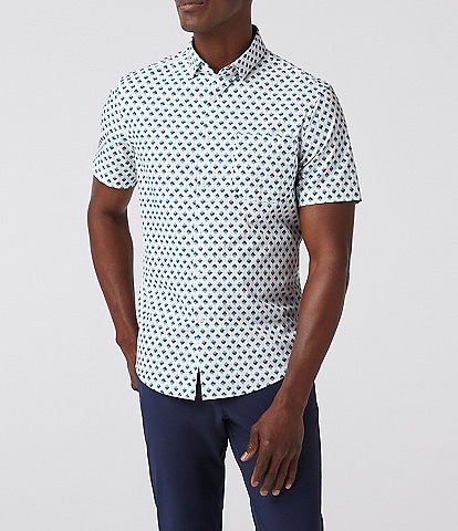 Mizzen+Main Performance Stretch Leeward Diamond Print Short Sleeve Woven Shirt