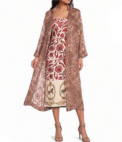 Mo Maya Ruby Floral Light Weight Long Jacket