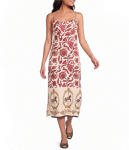 Mo Maya Ruby Floral Print Slip Dress