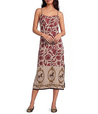 Mo Maya Ruby Floral Print Slip Dress