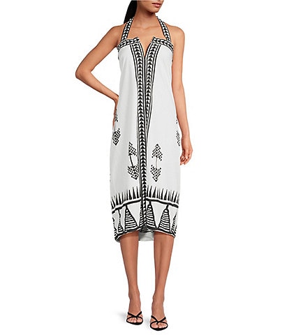 Mo Maya Tara Hand Block Print Halter Dress
