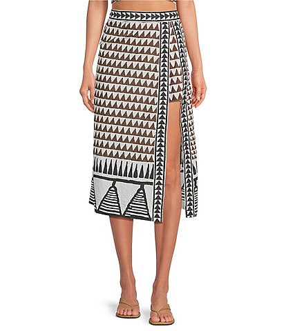 Mo Maya Tara Hand Painted Print High Rise Coordinating Skirt
