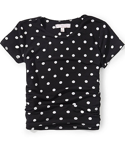 Moa Moa Big Girls Short Sleeve Crew Neck Dot Print Top
