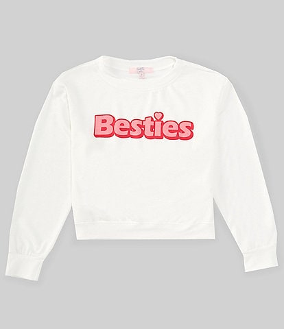 Moa Moa Big Girls 7-16 Long-Sleeve Besties Graphic Crew Neck Sweatshirt