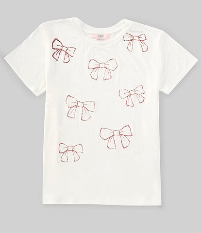 Moa Moa Big Girls 7-16 Short Sleeve Bow Print Oversized T-Shirt