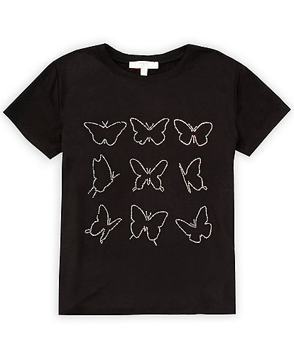 Moa Moa Big Girls 7-16 Short Sleeve Butterfly Graphic T-Shirt