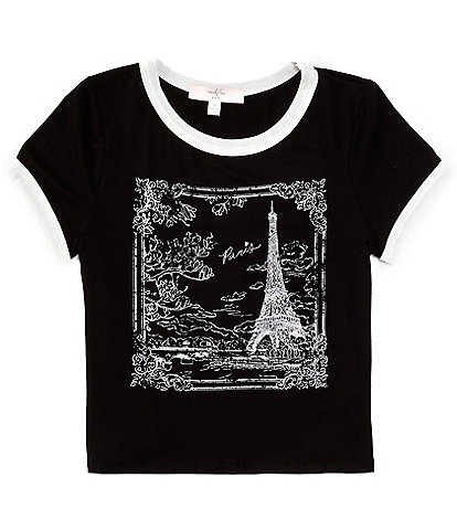 Moa Moa Big Girls 7-16 Short Sleeve Paris Graphic T-Shirt