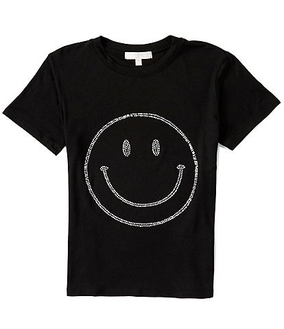 Moa Moa Big Girls 7-16 Short Sleeve Smiley Face Graphic T-Shirt