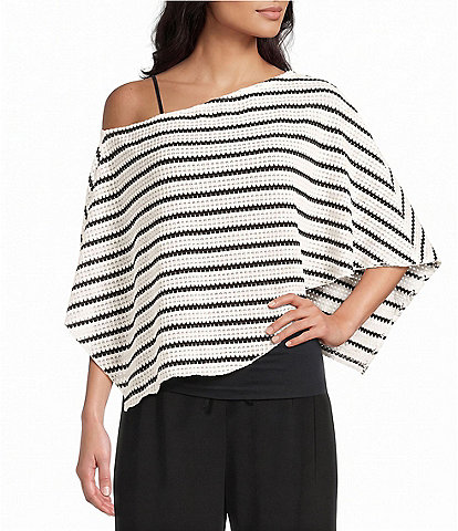 Moa Moa Crochet Knit Asymmetrical Poncho